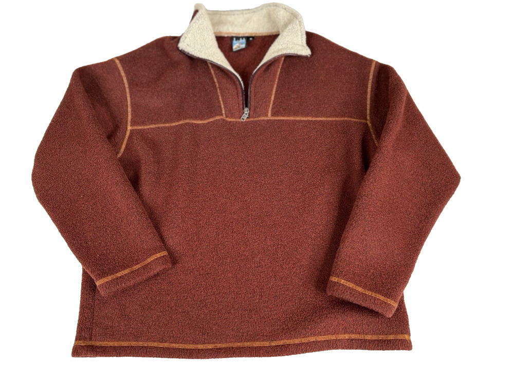 Kuhl Pullover Men’s Sz Med Burnt Orange Alpaca Fleece Sweater 1/4 Zip Outdoors